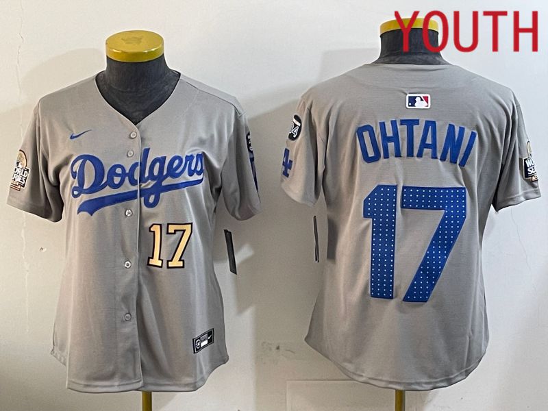 Youth Los Angeles Dodgers #17 Ohtani Grey Game 2024 Nike MLB Jersey style 12051->women mlb jersey->Women Jersey